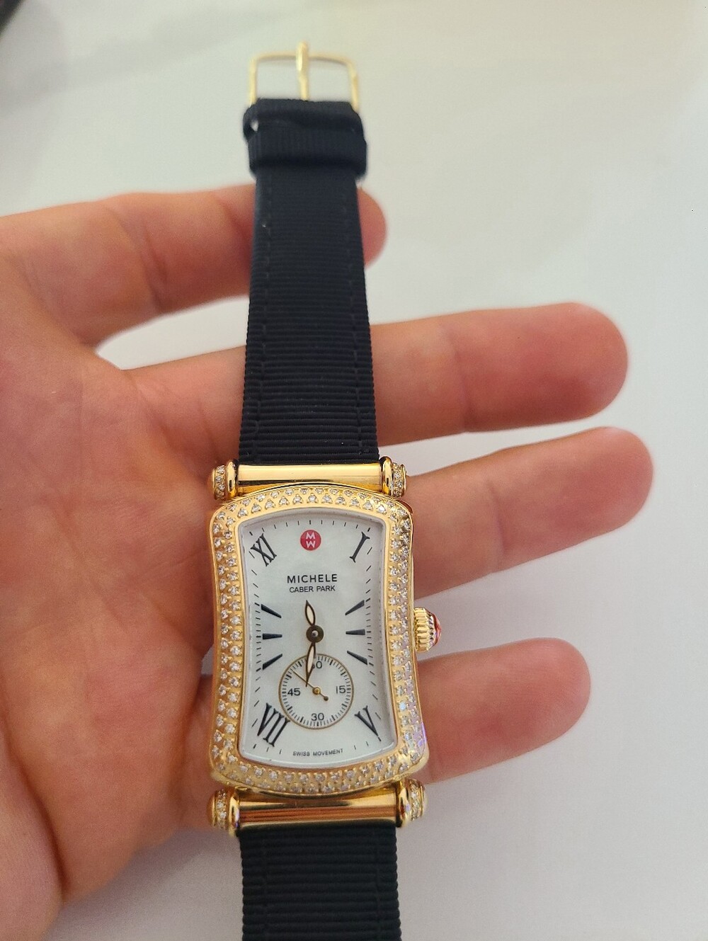 Michele Caber Park Gold Diamond Ladies Watch - Picture 3 of 9